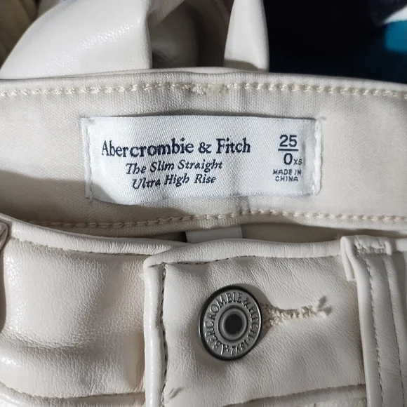 Abercrombie & Fitch Slim Straight Ultra High Rise Mixed Fabric‎ Preppy Jean 0 XS - Picture 12 of 12